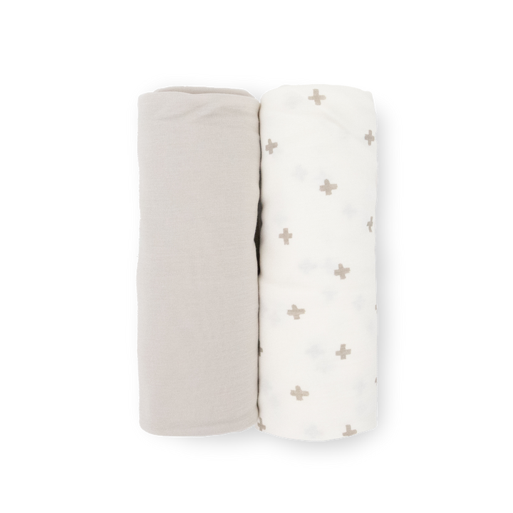 Little Unicorn Stretch Knit Swaddle Blanket 2-Pack | Grey Cross