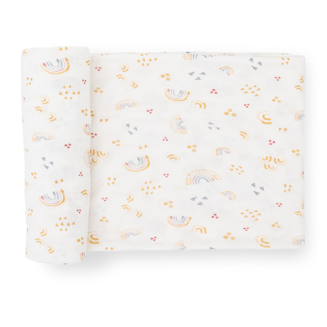 Little Unicorn Stretch Knit Swaddle Blanket | Rainbows