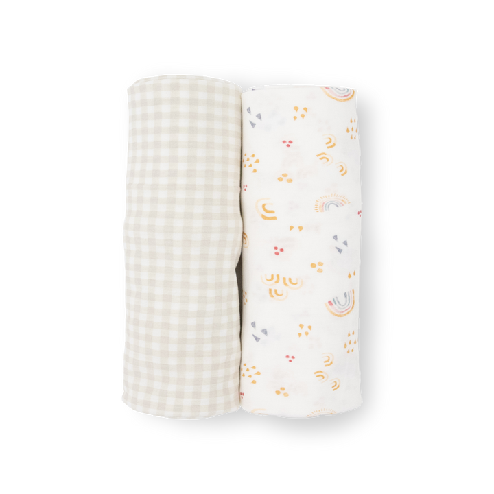 Little Unicorn Stretch Knit Swaddle Blanket 2-Pack | Rainbows