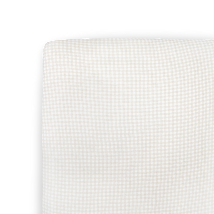 Little Unicorn Stretch Knit Crib Sheet | Tan Gingham