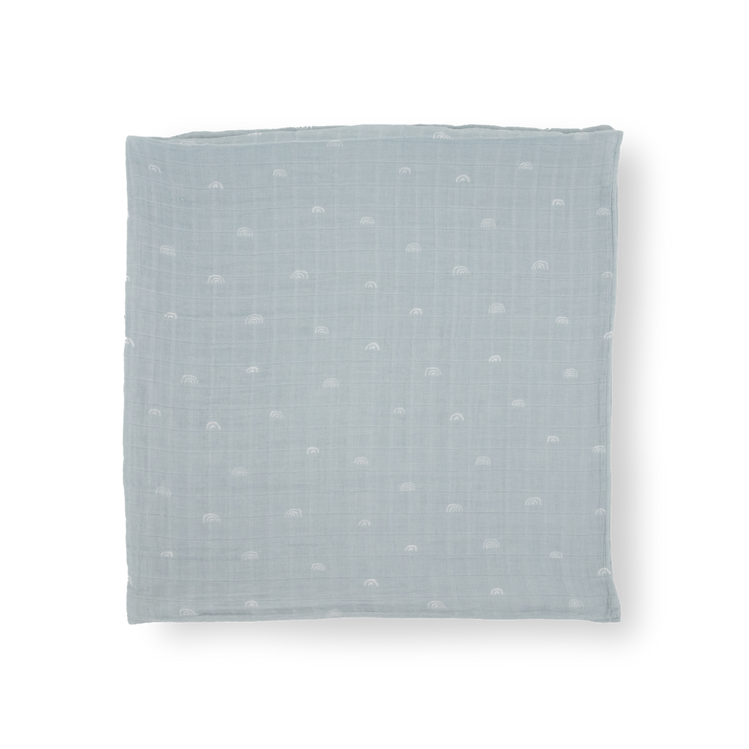 Little Unicorn Cotton Muslin Swaddle Blanket | Blue Rainbow