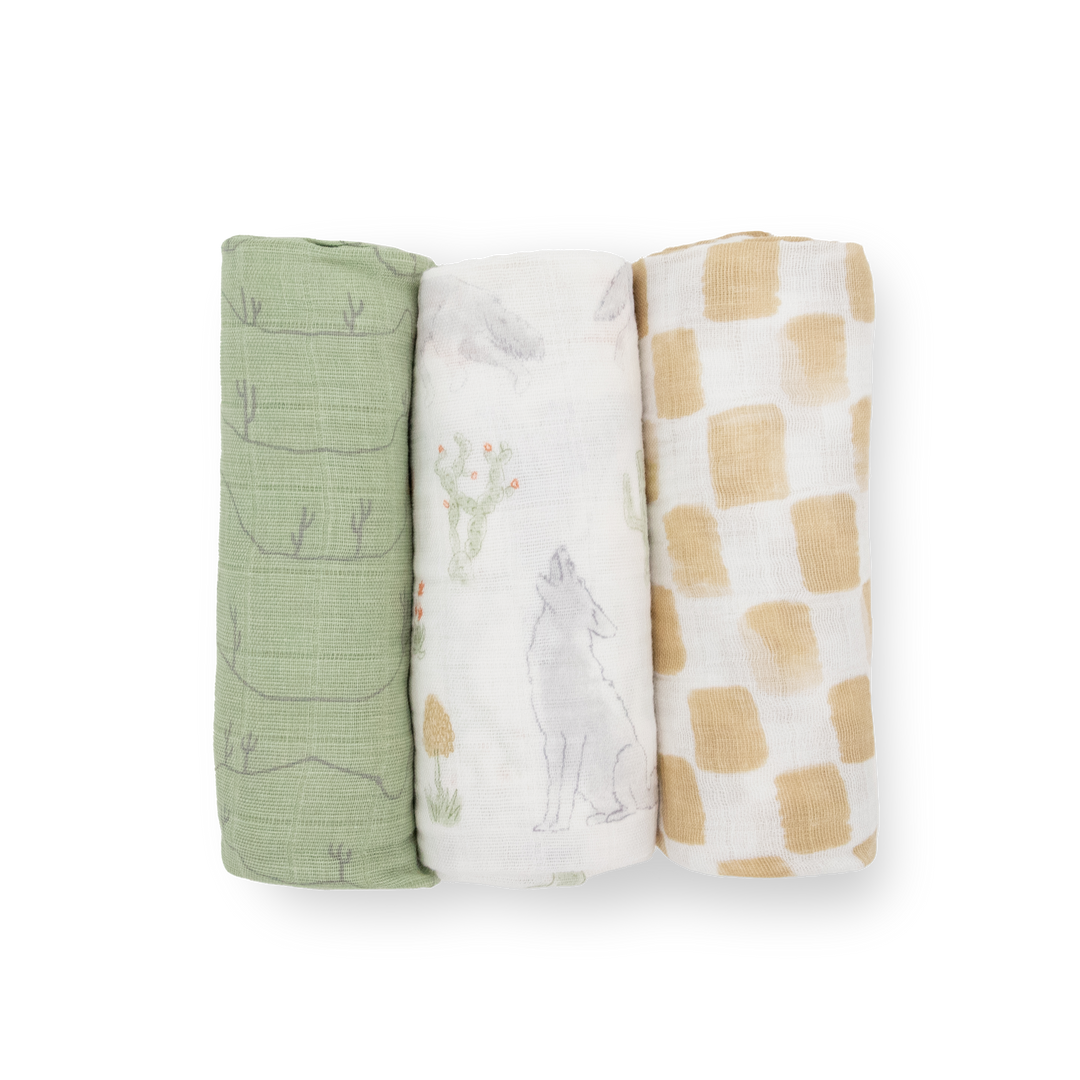 Little Unicorn Cotton Muslin Swaddle Blanket 3-Pack | Desert Night