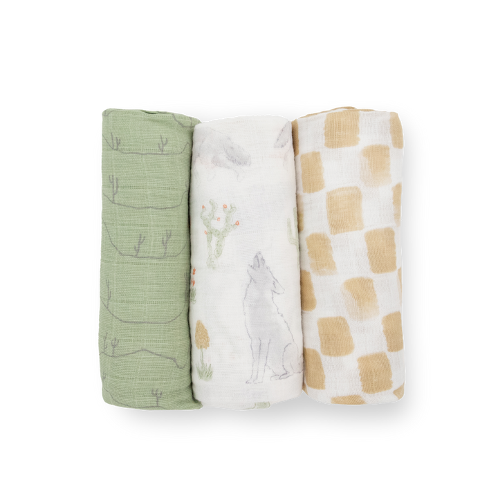Little Unicorn Cotton Muslin Swaddle Blanket 3-Pack | Desert Night
