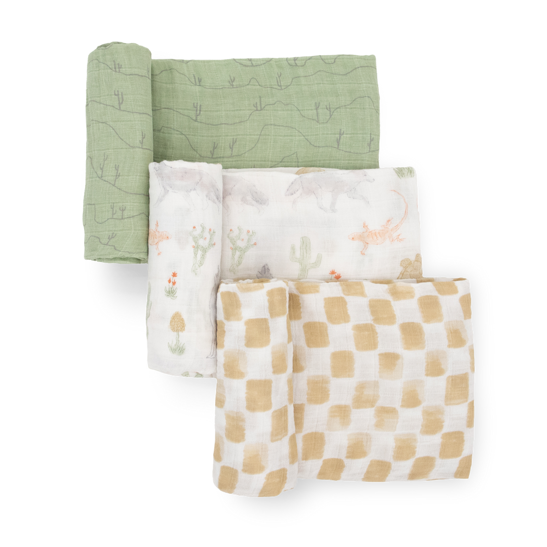 Little Unicorn Cotton Muslin Swaddle Blanket 3-Pack | Desert Night