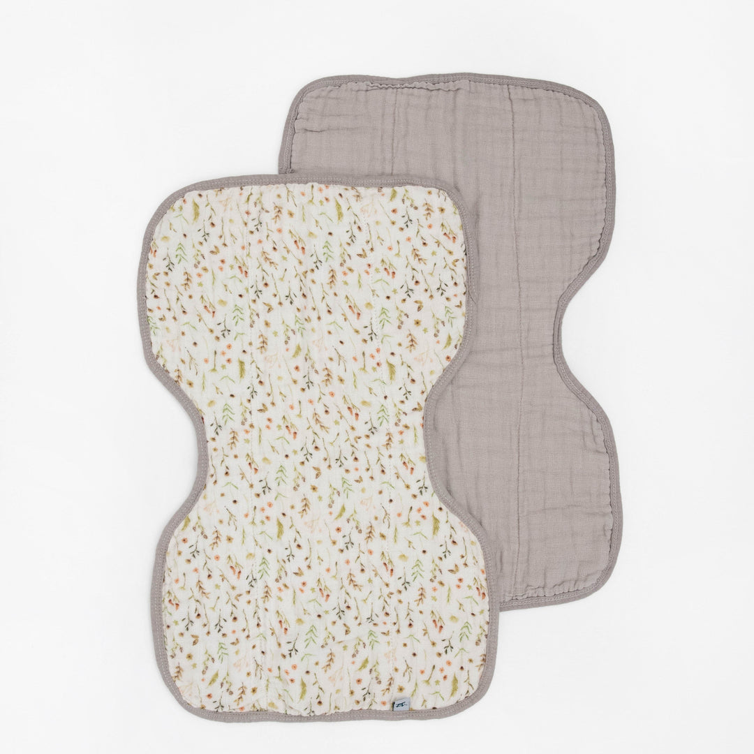 Little Unicorn Organic Cotton Muslin Burp Cloth 2 Pack | Floral Field + Driftwood
