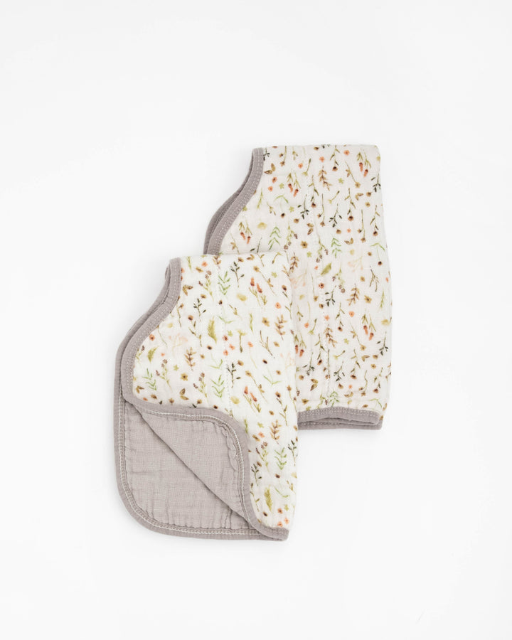 Little Unicorn Organic Cotton Muslin Burp Cloth 2 Pack | Floral Field + Driftwood