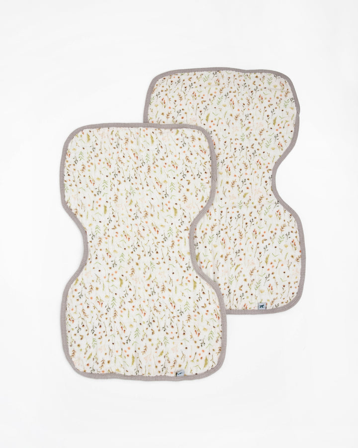 Little Unicorn Organic Cotton Muslin Burp Cloth 2 Pack | Floral Field + Driftwood