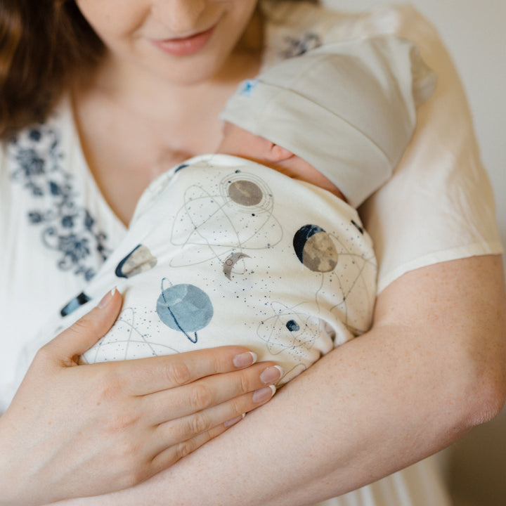 Little Unicorn Stretch Knit Swaddle and Hat Set | Planets