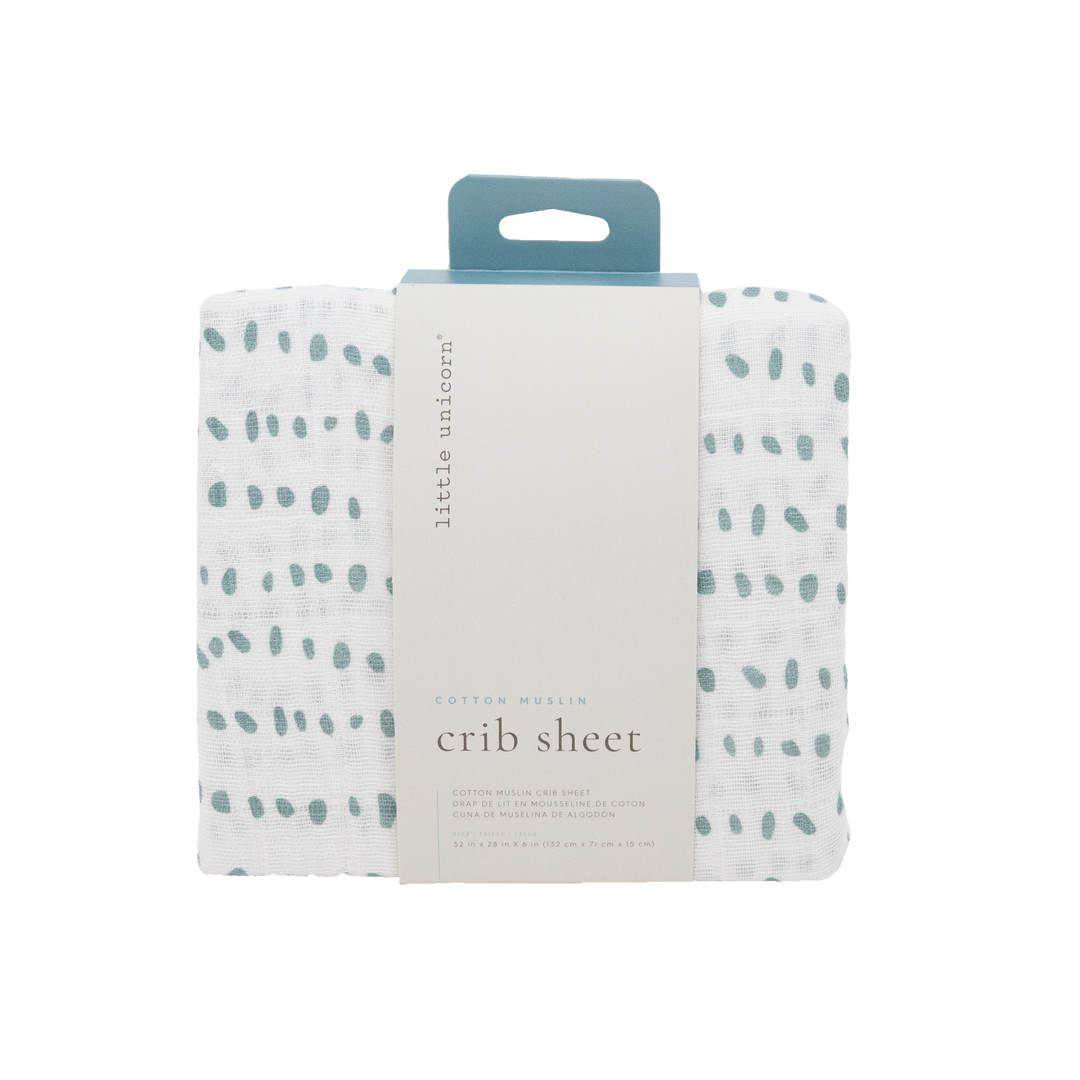 Little Unicorn Cotton Muslin Crib Sheet | Stone Stripe