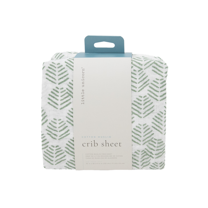 Little Unicorn Cotton Muslin Crib Sheet | Leaf Motif