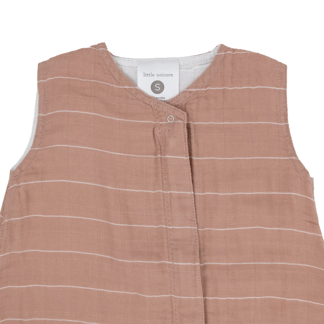 Little Unicorn Cotton Muslin Sleep Bag | Mauve Stripe