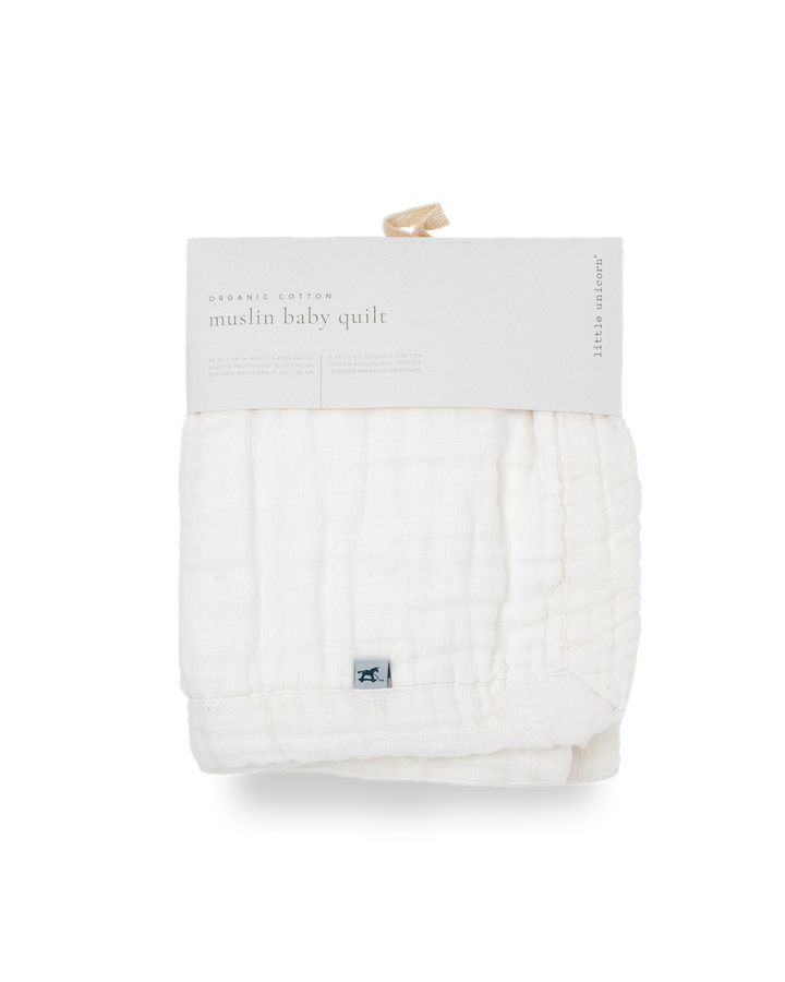 Little Unicorn Organic Cotton Muslin Baby Quilt | White