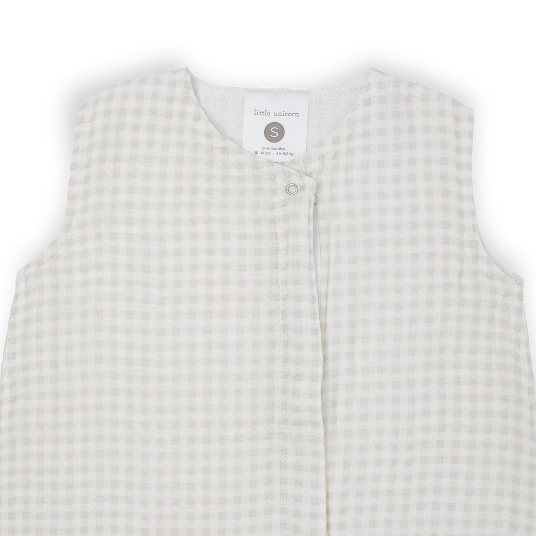 Little Unicorn Cotton Muslin Sleep Bag | Tan Gingham