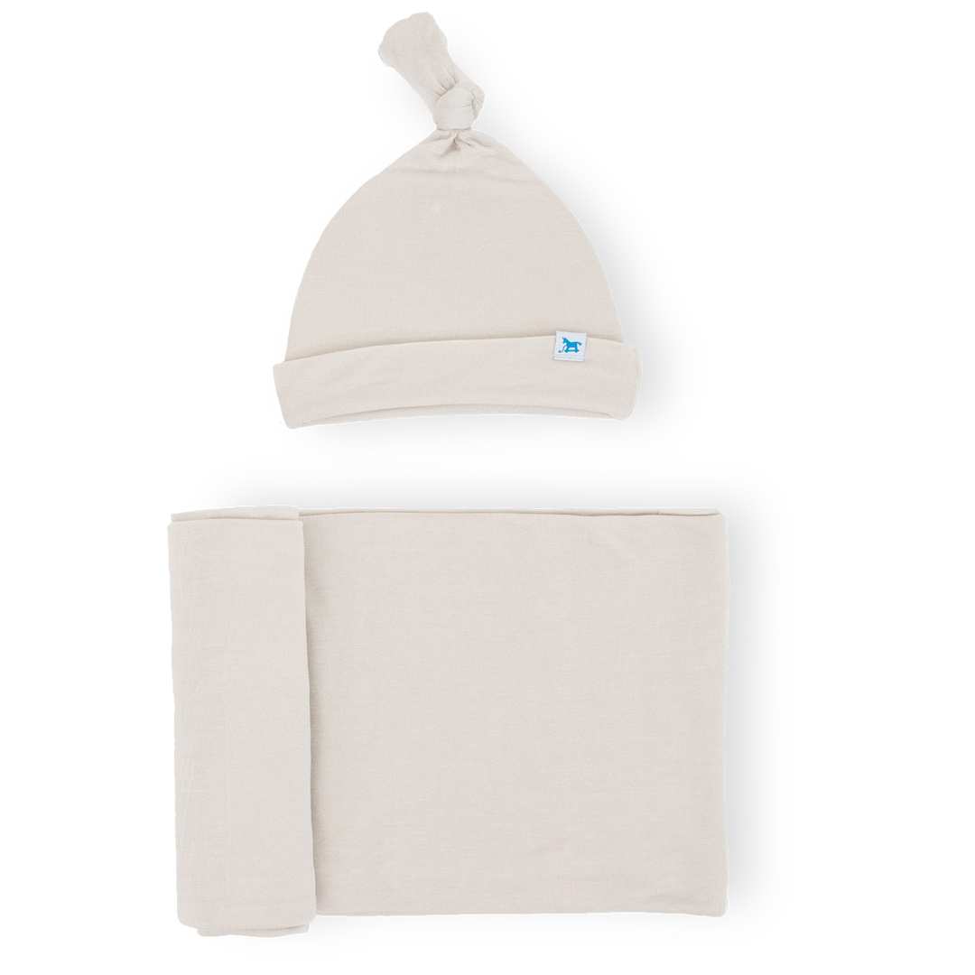 Little Unicorn Stretch Knit Swaddle and Hat Set | Pebble