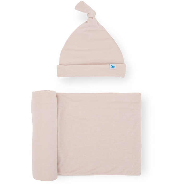 Little Unicorn Stretch Knit Swaddle and Hat Set | Soft Blush