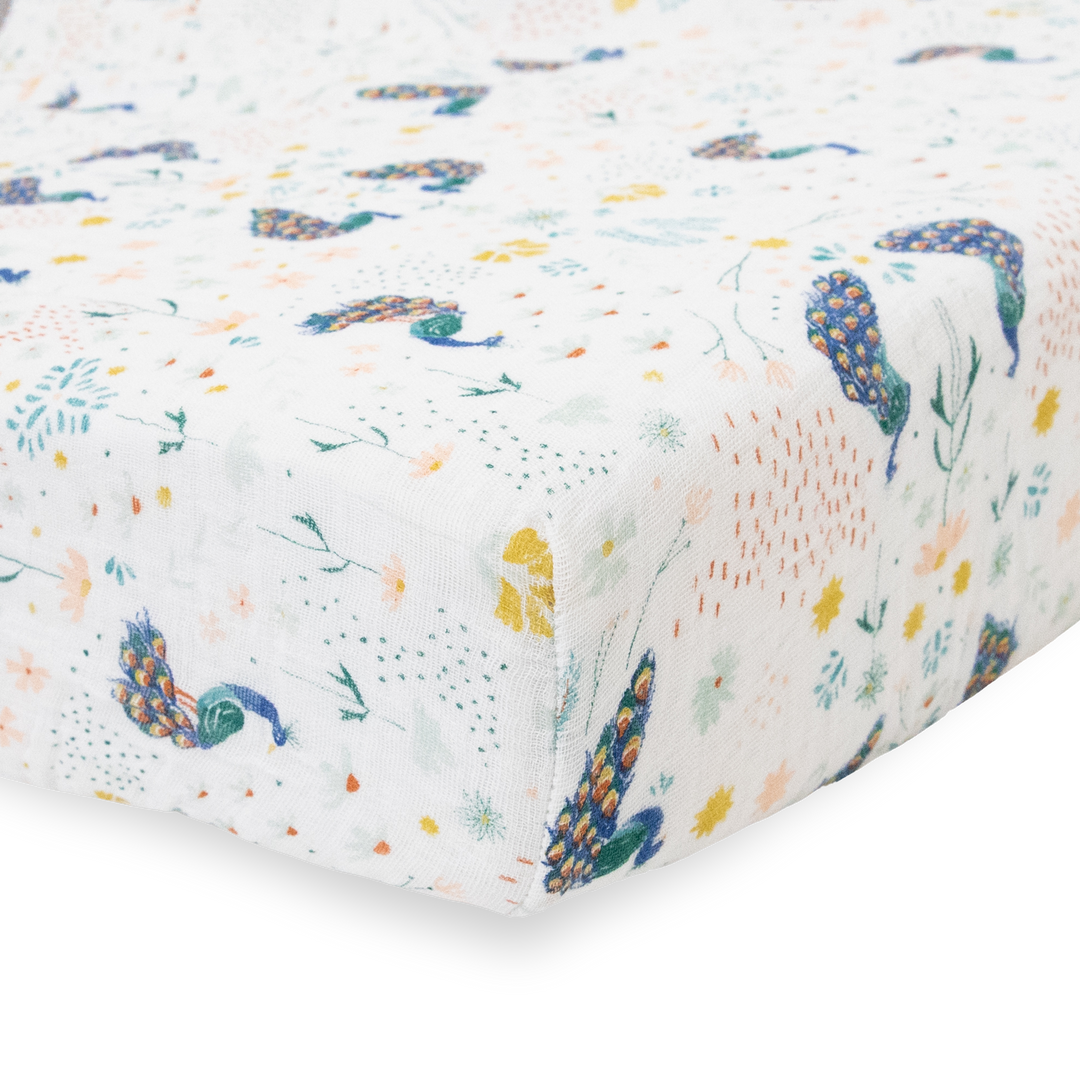 Little Unicorn Cotton Muslin Crib Sheet | Peacock