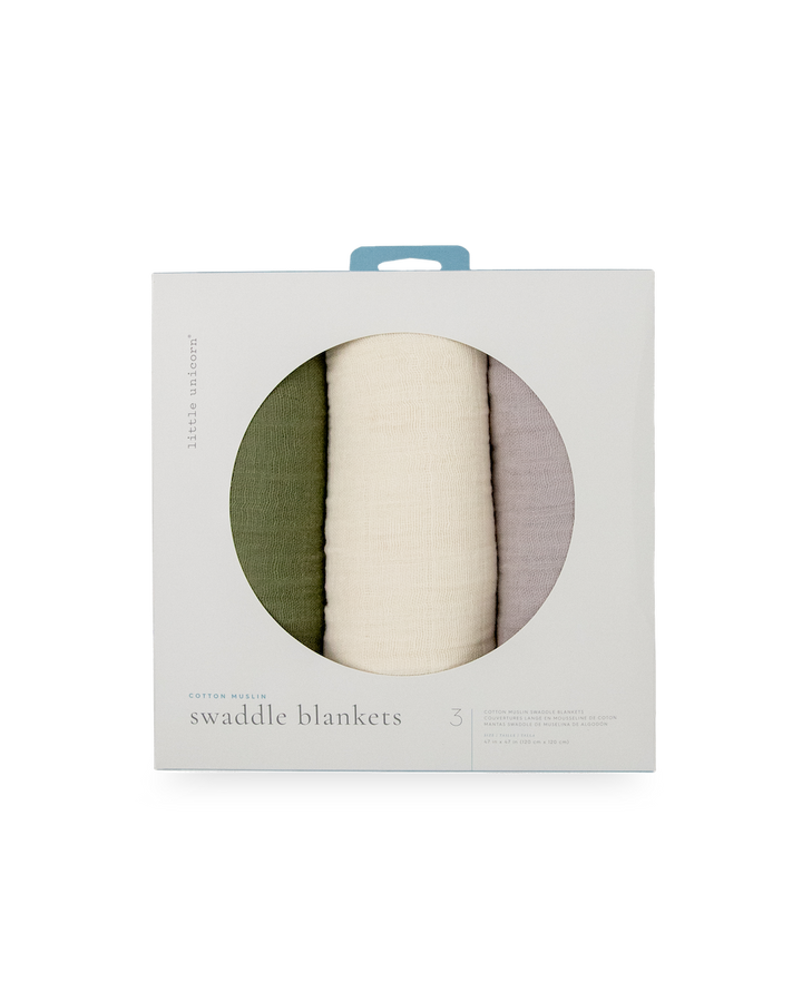 Little Unicorn Cotton Muslin Swaddle Blanket 3 Pack | Fern 2
