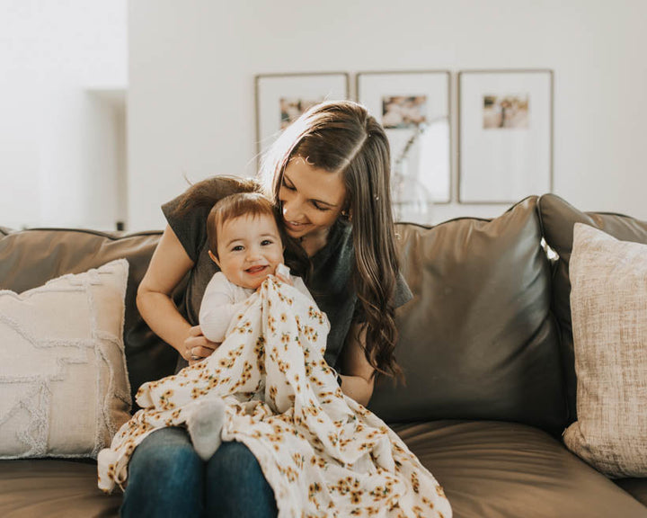 Little Unicorn Deluxe Muslin Swaddle Blanket | Ditsy Sunflower