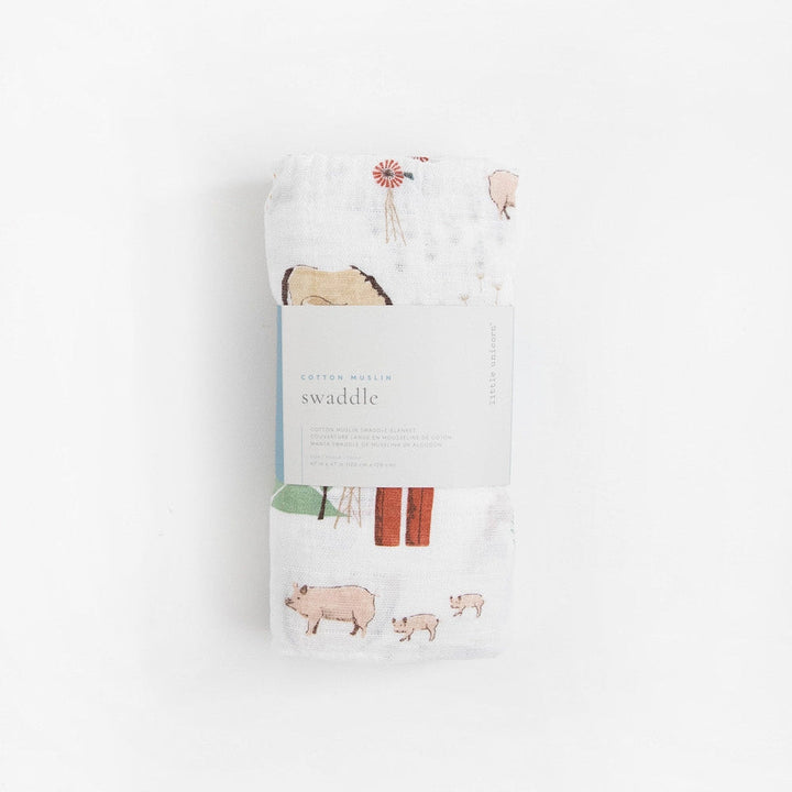 Little Unicorn Cotton Muslin Swaddle Blanket | Farmyard