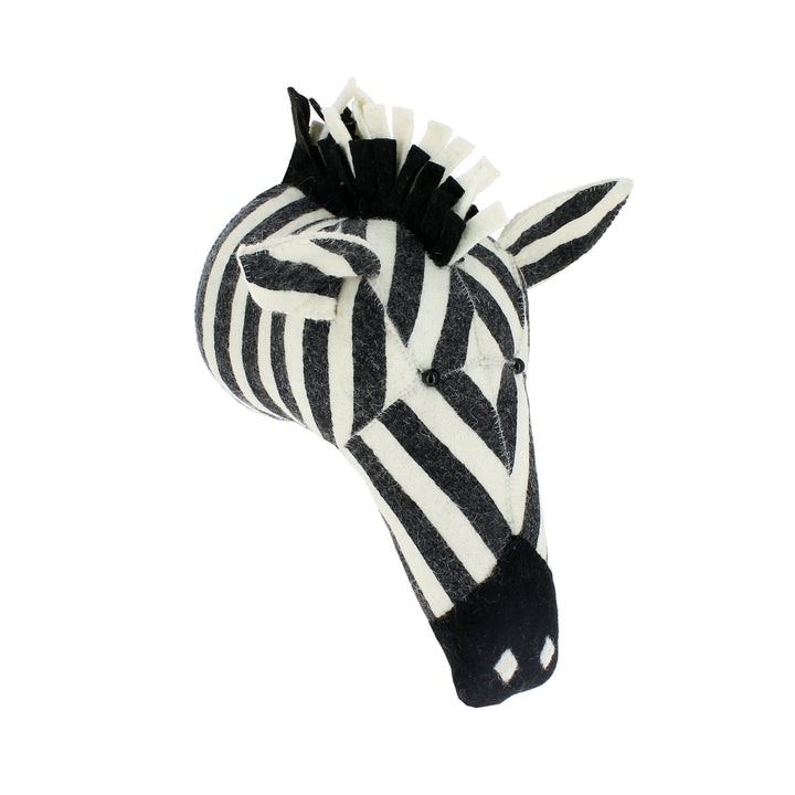 Fiona Walker Original Felt Animal Head Stripe Print Zebra