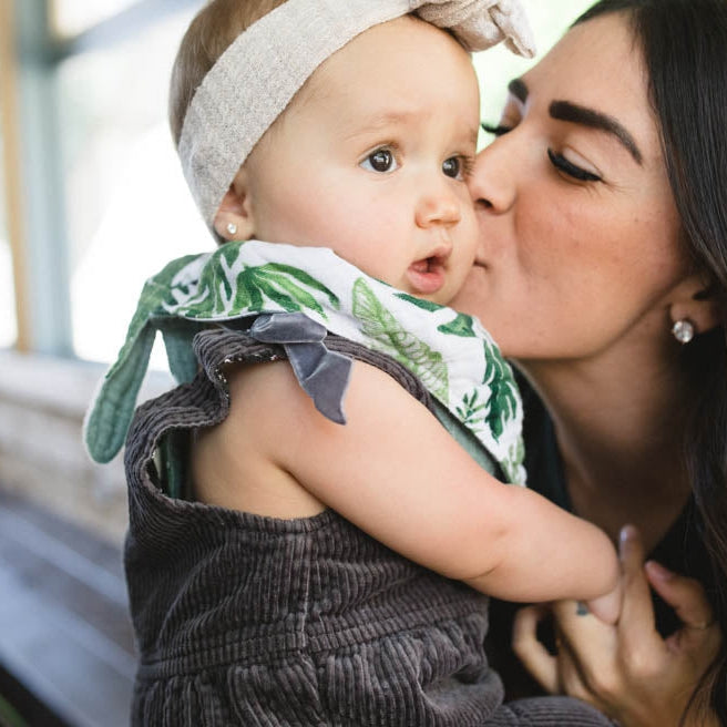 Little Unicorn Cotton Muslin Reversible Bandana Bib 2 Pack | Tropical Leaf