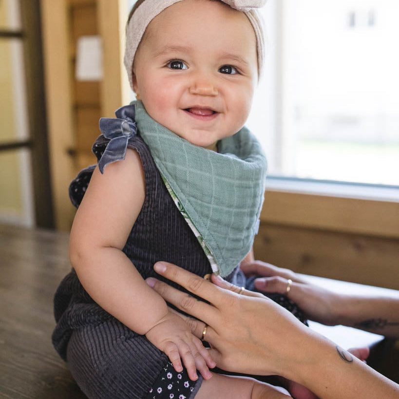 Little Unicorn Cotton Muslin Reversible Bandana Bib 2 Pack | Tropical Leaf