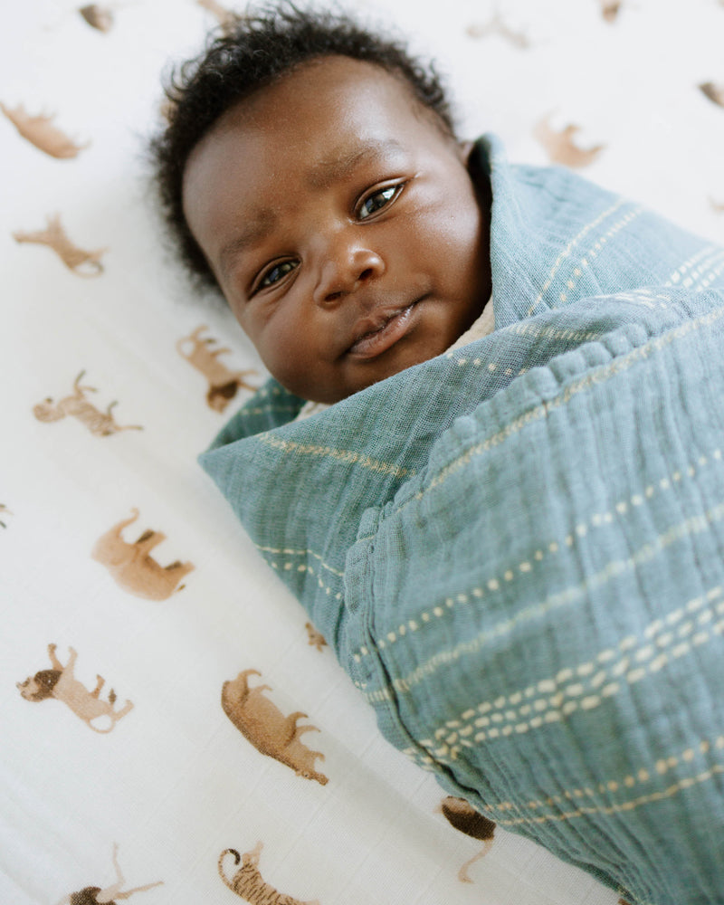 Little Unicorn Organic Cotton Muslin Crib Sheet | Animal Crackers