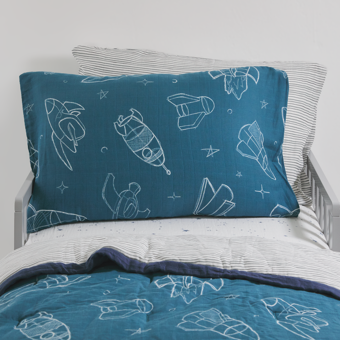 Little Unicorn Cotton Muslin Pillowcase 2-Pack | Blast Off