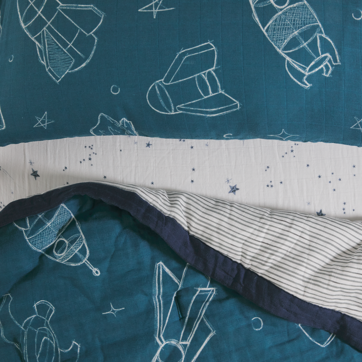 Little Unicorn Cotton Muslin Toddler Bedding 3 Piece Set | Blast Off