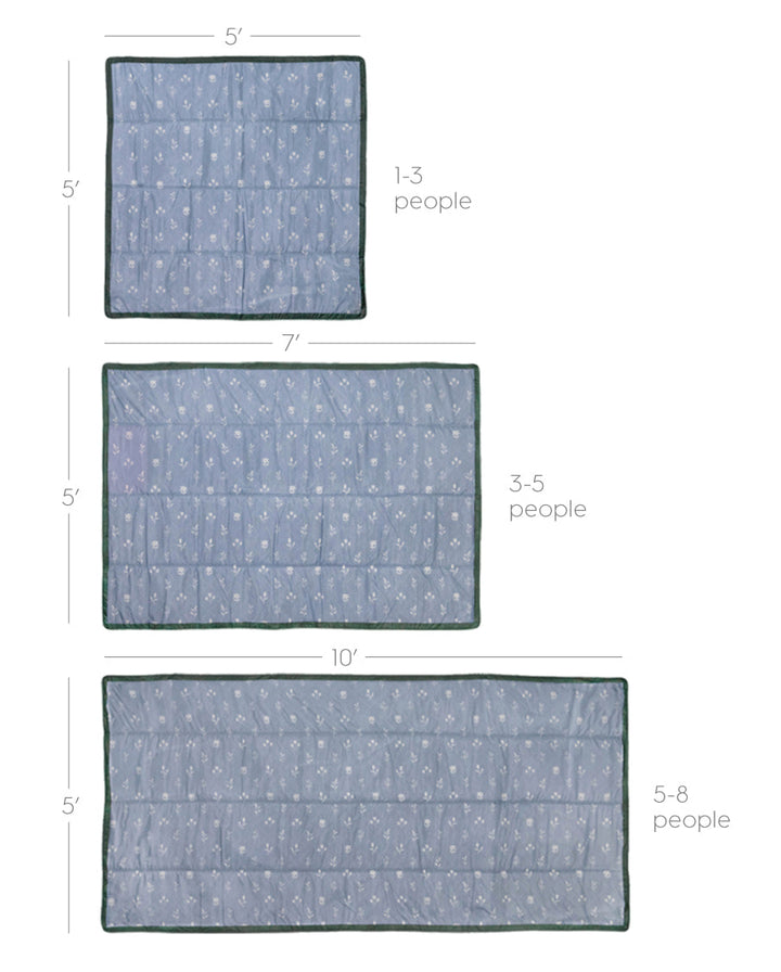 Little Unicorn Outdoor Blanket | Blue Floral Patch