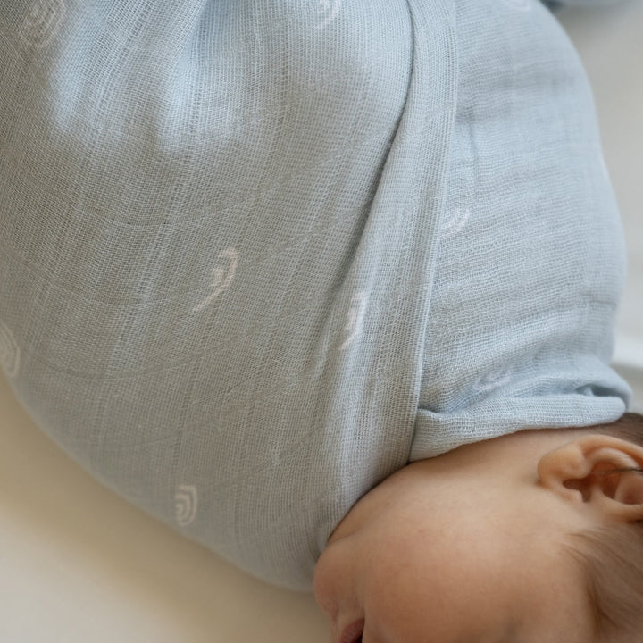 Little Unicorn Cotton Muslin Swaddle Blanket | Blue Rainbow