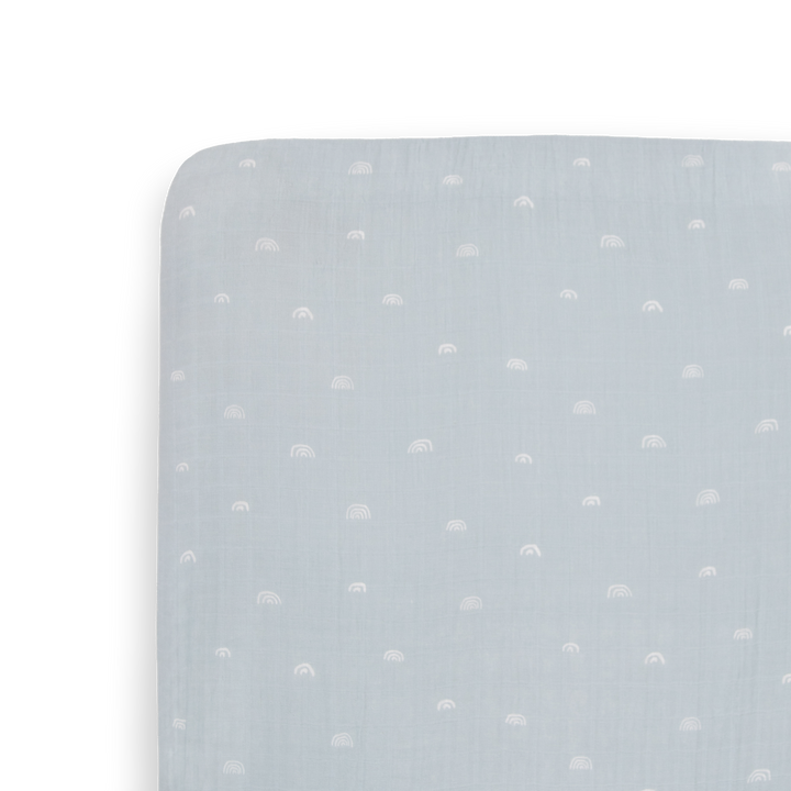 Little Unicorn Cotton Muslin Crib Sheet | Blue Rainbow