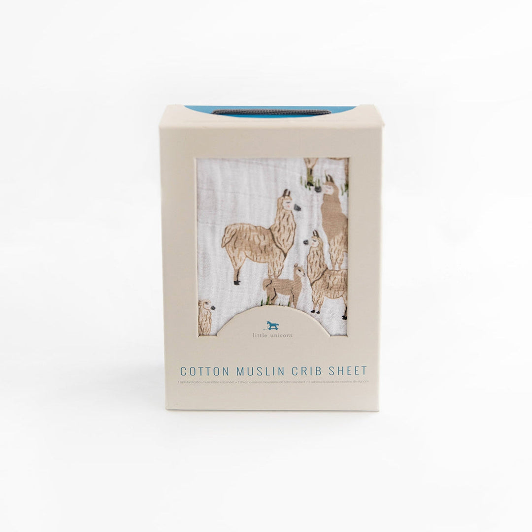 Little Unicorn Cotton Muslin Crib Sheet | Llama Llama