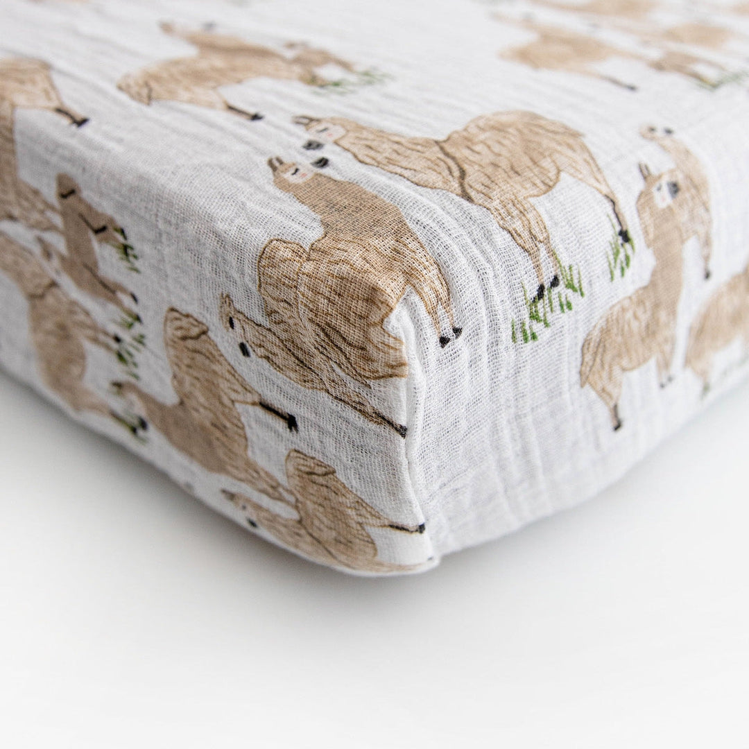 Little Unicorn Cotton Muslin Crib Sheet | Llama Llama