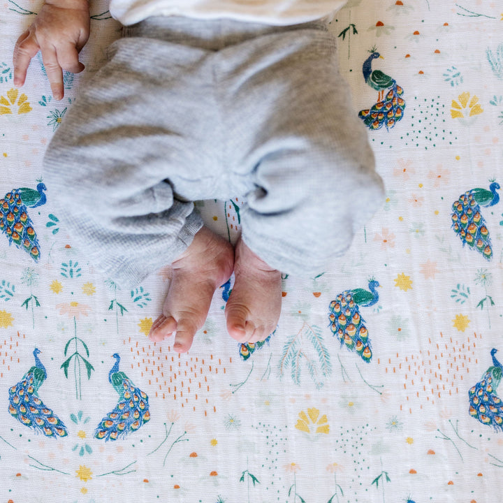 Little Unicorn Cotton Muslin Crib Sheet | Peacock