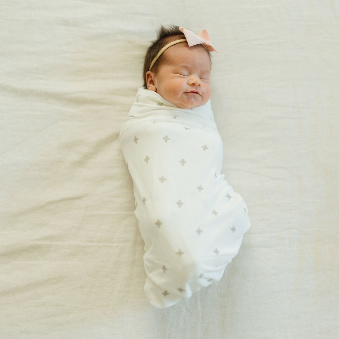 Little Unicorn Stretch Knit Swaddle Blanket 2-Pack | Grey Cross