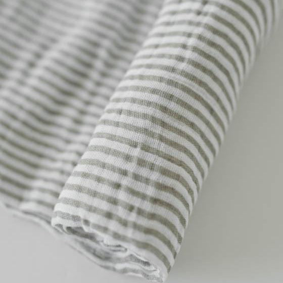 Little Unicorn Cotton Muslin Swaddle Blanket | Grey Stripe