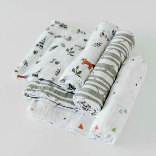 Little Unicorn Cotton Muslin Swaddle Blanket 3 Pack | Forest Friends