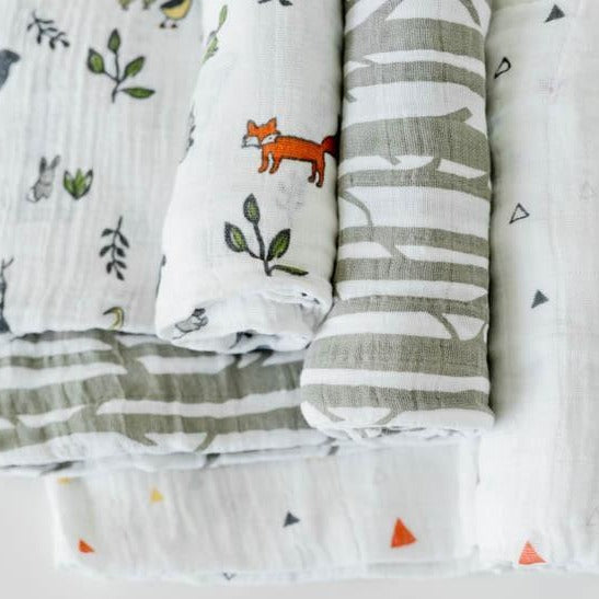 Little Unicorn Cotton Muslin Swaddle Blanket 3 Pack | Forest Friends