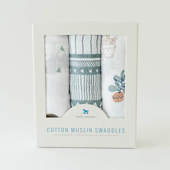 Little Unicorn Cotton Muslin Swaddle Blanket 3 Pack | Bison