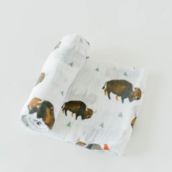 Little Unicorn Cotton Muslin Swaddle Blanket | Bison