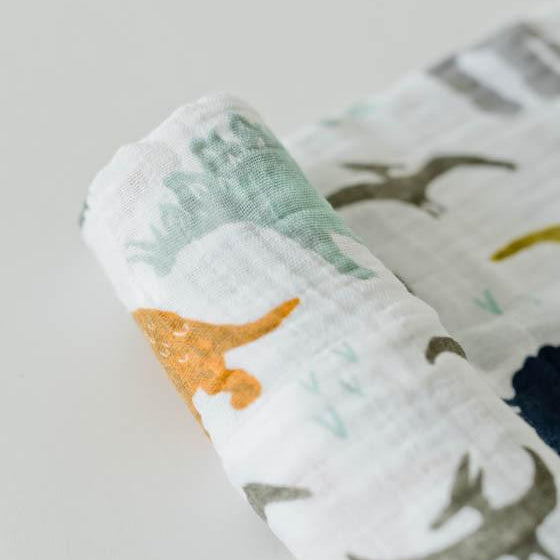 Little Unicorn Cotton Muslin Swaddle Blanket | Dino Friends
