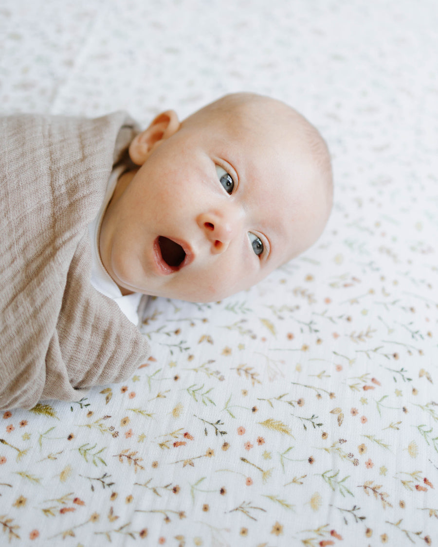 Little Unicorn Organic Cotton Muslin Crib Sheet | Floral Field