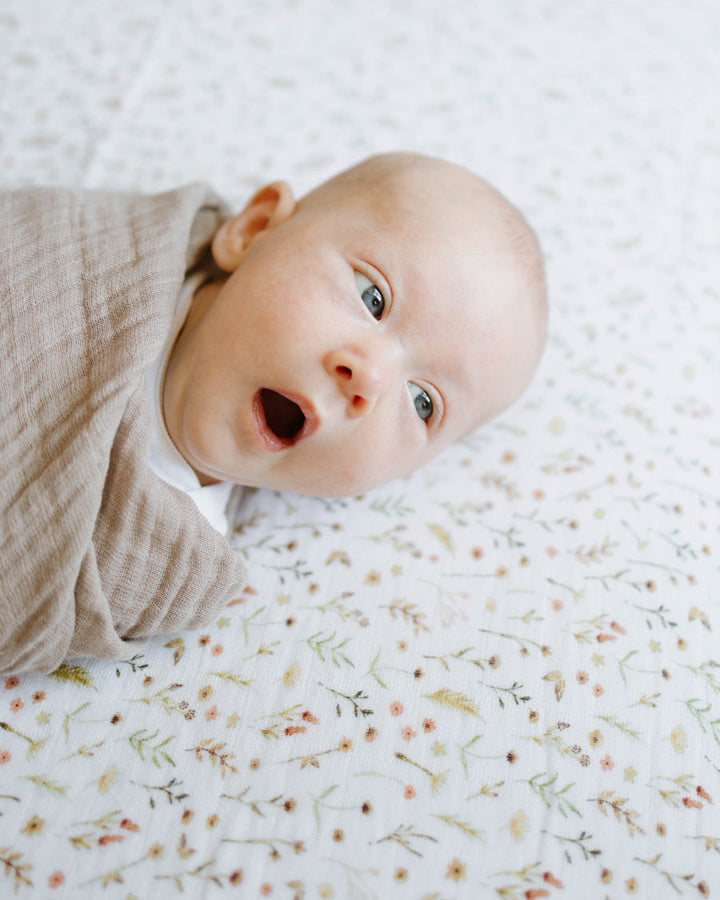 Little Unicorn Organic Cotton Muslin Crib Sheet | Floral Field