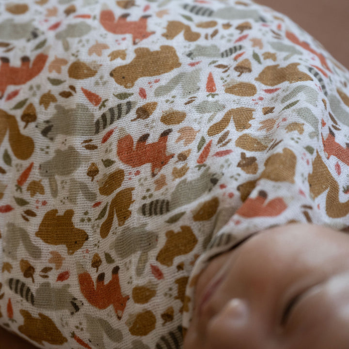 Little Unicorn Cotton Muslin Swaddle Blanket | Fall Friends