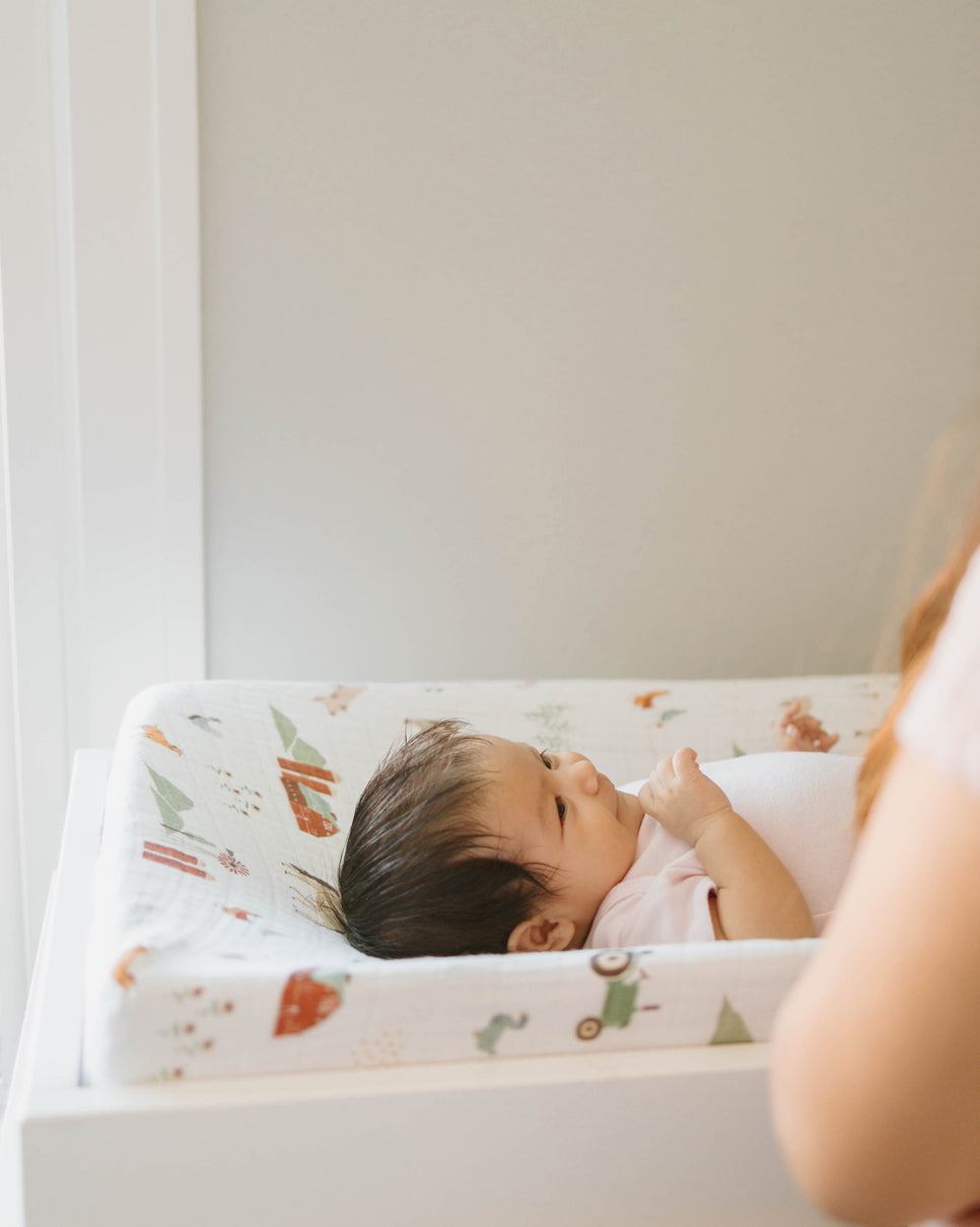 Little Unicorn Cotton Muslin Changing Pad Cover | Farmyard