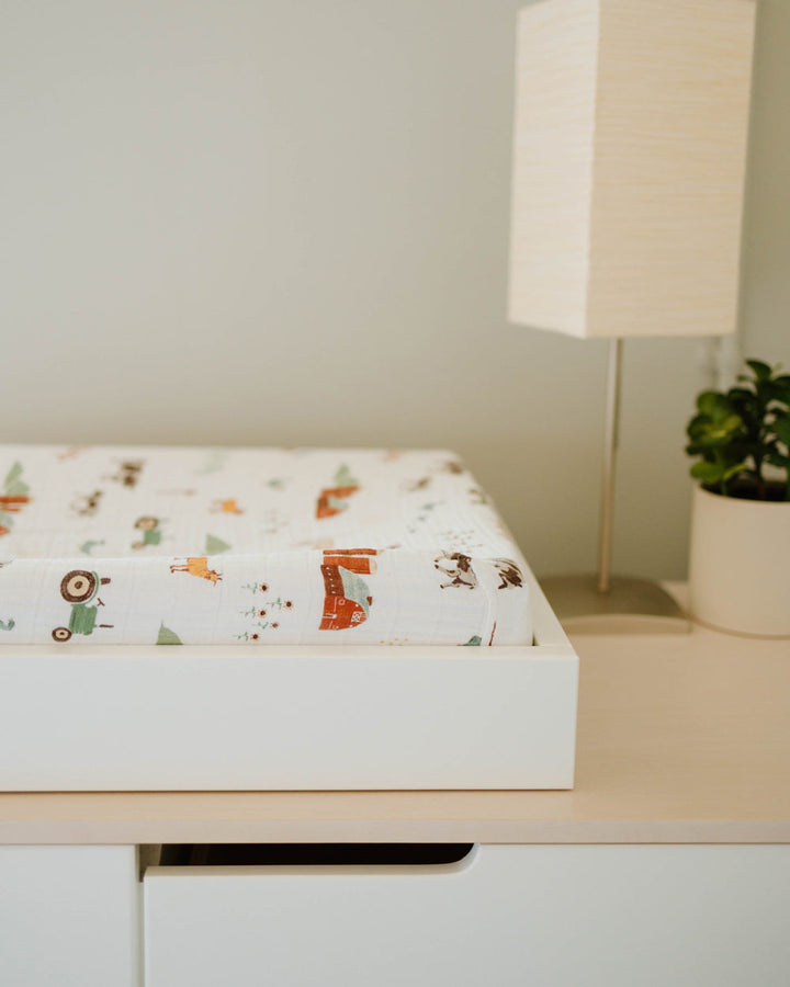 Little Unicorn Cotton Muslin Changing Pad Cover | Farmyard