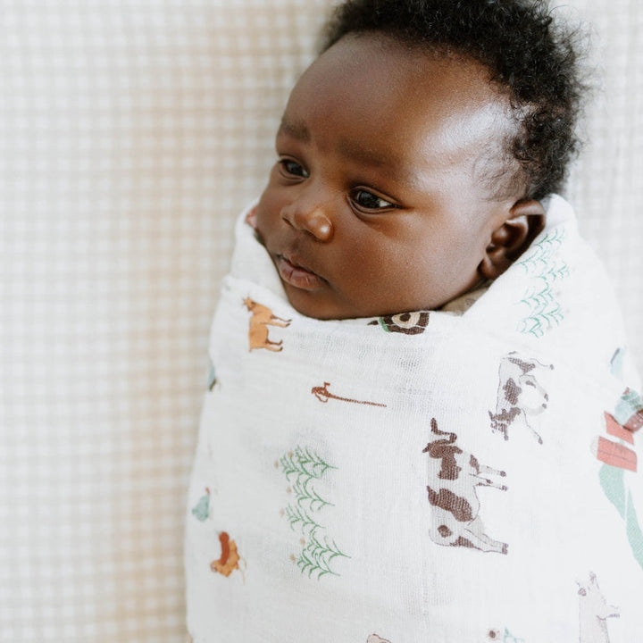 Little Unicorn Cotton Muslin Swaddle Blanket | Farmyard