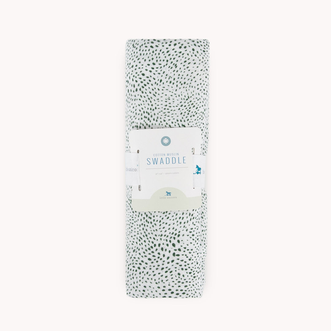 Little Unicorn Cotton Muslin Swaddle Blanket | Green Seed