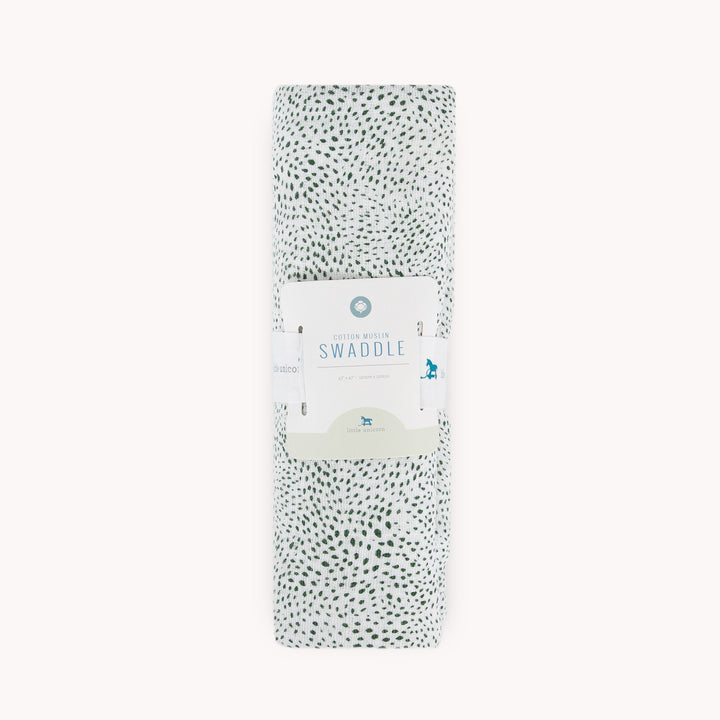 Little Unicorn Cotton Muslin Swaddle Blanket | Green Seed